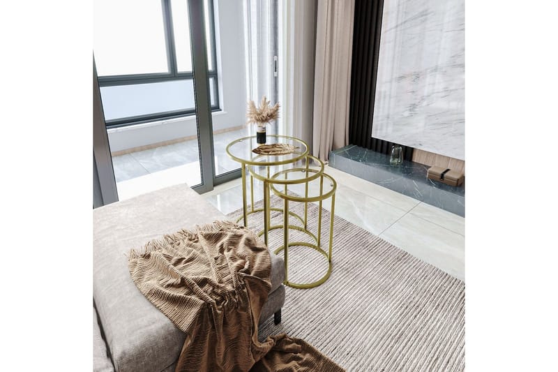 Alyasmin Satsbord 34 cm - Guld/Transparent - Möbler - Vardagsrum - Soffbord & vardagsrumsbord - Satsbord