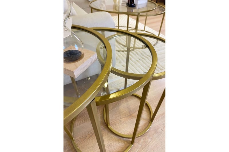 Alyasmin Satsbord 34 cm - Guld/Transparent - Möbler - Vardagsrum - Soffbord & vardagsrumsbord - Satsbord
