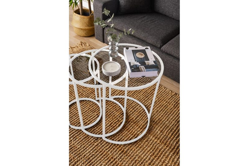Alyasmin Satsbord 34 cm - Vit/Transparent - Möbler - Vardagsrum - Soffbord & vardagsrumsbord - Satsbord