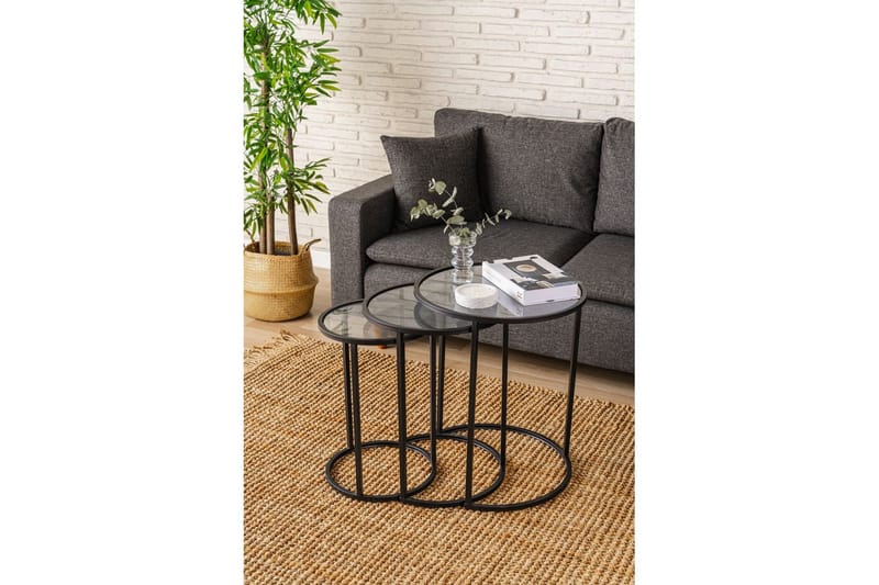 Alyasmin Satsbord 50 cm - Svart/Transparent - Möbler - Vardagsrum - Soffbord & vardagsrumsbord - Satsbord