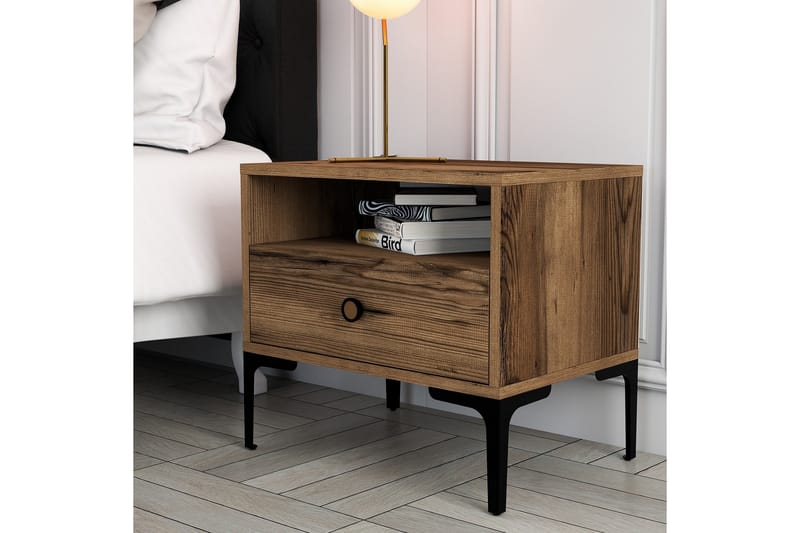 AMEIAS Sängbord 56x40 cm Brun - Möbler - Sovrum - Sängbord