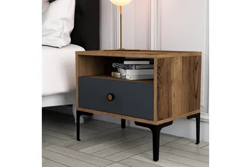 Ameias Sängbord 56x40 cm Brun/Antracit - Hanah Home - Möbler - Sovrum - Sängbord