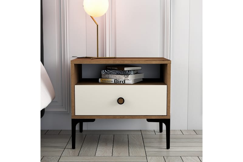AMEIAS Sängbord 56x40 cm Brun/Beige - Möbler - Sovrum - Sängbord