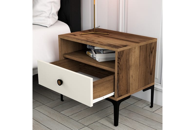AMEIAS Sängbord 56x40 cm Brun/Beige - Möbler - Sovrum - Sängbord