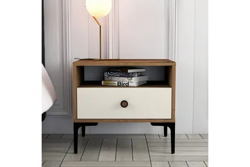 Ameias Sängbord 56x40 cm Brun/Beige - Hanah Home - Möbler - Sovrum - Sängbord