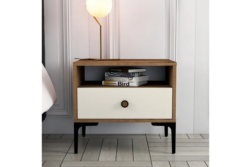 Ameias Sängbord 56x40 cm Brun/Beige - Hanah Home - Möbler - Sovrum - Sängbord