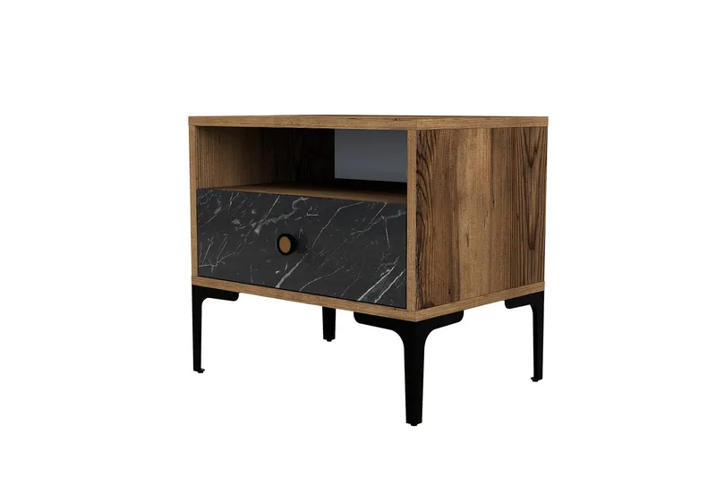 Ameias S ängbord 56x40 cm Brun/Svart, Hanah Home