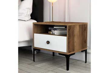 Ameias Sängbord 56x40 cm Brun/Vit - Hanah Home - Möbler - Sovrum - Sängbord