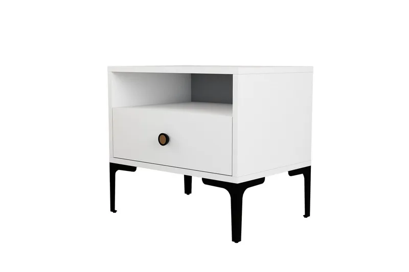 Ameias Sängbord 56x40 cm Vit - Hanah Home - Möbler - Sovrum - Sängbord