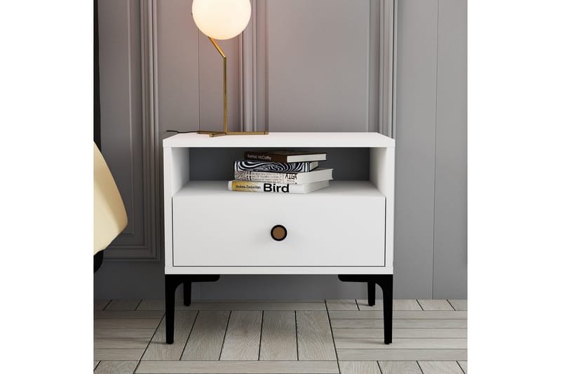 Ameias Sängbord 56x40 cm Vit - Hanah Home - Möbler - Sovrum - Sängbord