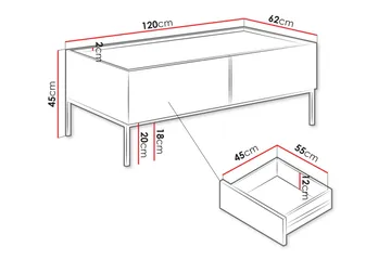 Amelus Soffbord 120 cm - Brun - Möbler - Vardagsrum - Soffbord & vardagsrumsbord - Soffbord