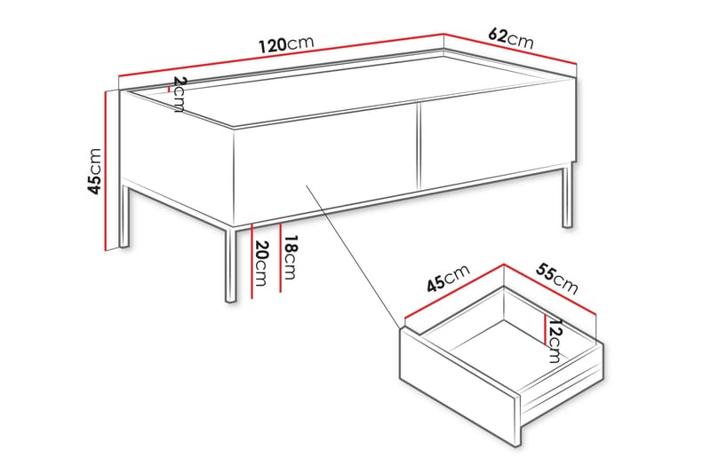 Amelus Soffbord 120 cm - Brun - Möbler - Vardagsrum - Soffbord & vardagsrumsbord - Soffbord