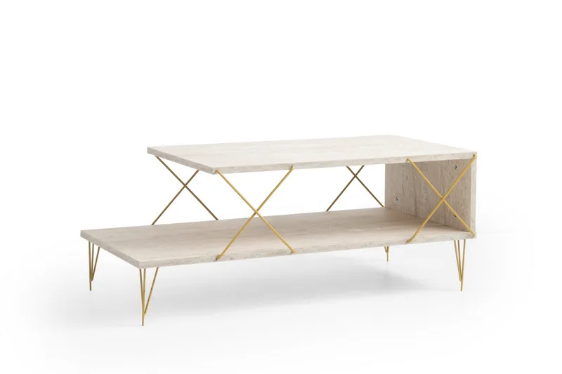 Artenay Soffbord 100 cm - Guld/Marmor - Möbler - Vardagsrum - Soffbord & vardagsrumsbord - Soffbord