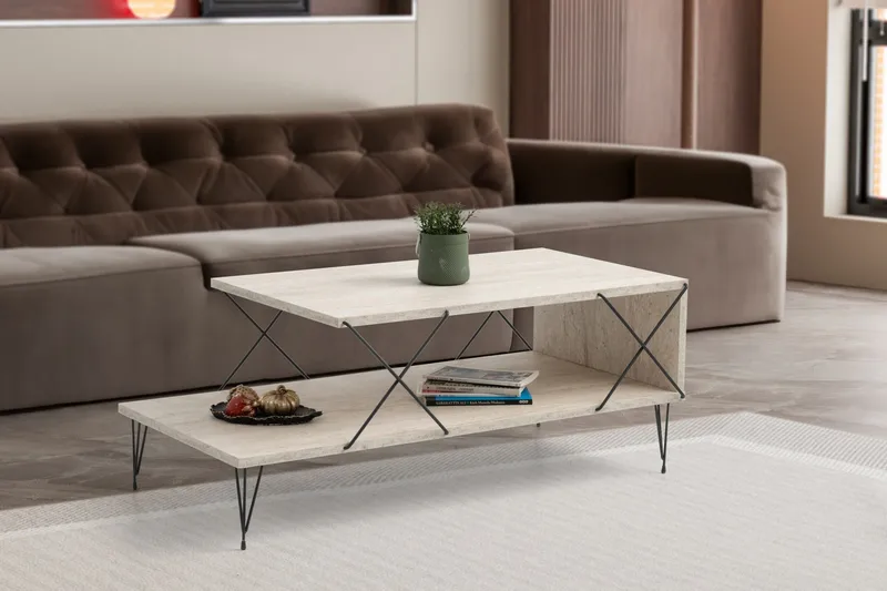 Artenay Soffbord 100 cm - Svart/Marmor - Möbler - Vardagsrum - Soffbord & vardagsrumsbord - Marmorbord