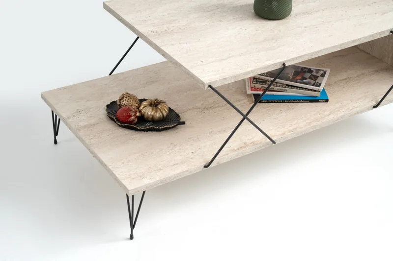 Artenay Soffbord 100 cm - Svart/Marmor - Möbler - Vardagsrum - Soffbord & vardagsrumsbord - Marmorbord