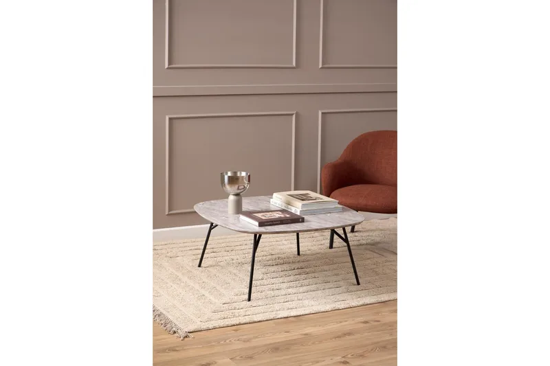 Arwina Kvadratiskt Soffbord 90 cm i Marmor med Metallben - Grå - Möbler - Vardagsrum - Soffbord & vardagsrumsbord - Soffbord