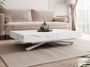 Avendi Soffbord 120 cm - Silver/vit marmor - Möbler - Vardagsrum - Soffbord & vardagsrumsbord - Soffbord