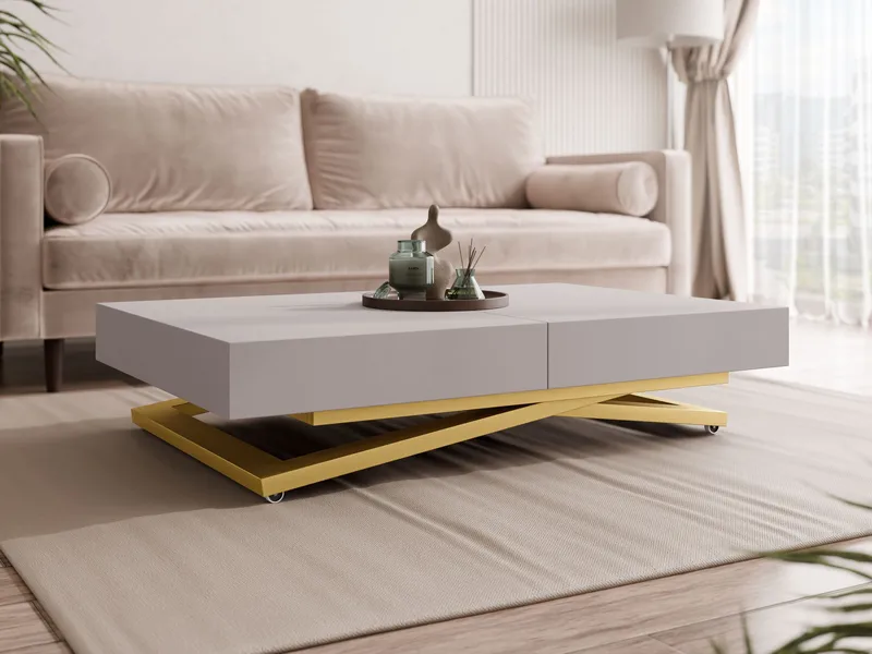 Avendi Soffbord förlängningsbart 200 cm - guld/beige - Möbler - Vardagsrum - Soffbord & vardagsrumsbord - Soffbord