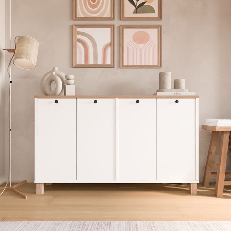 Avero Konsolbord 120x73,6x29,5 cm - Vit och ek - Möbler - Vardagsrum - Soffbord & vardagsrumsbord - Avlastningsbord & konsolbord