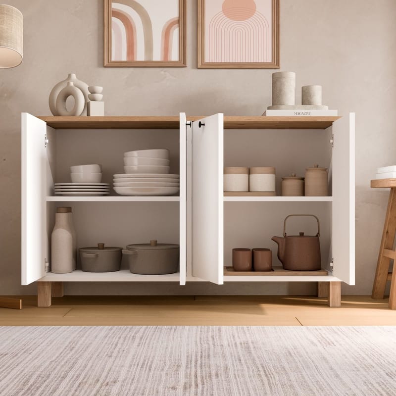 Avero Konsolbord 120x73,6x29,5 cm - Vit och ek - Möbler - Vardagsrum - Soffbord & vardagsrumsbord - Avlastningsbord & konsolbord