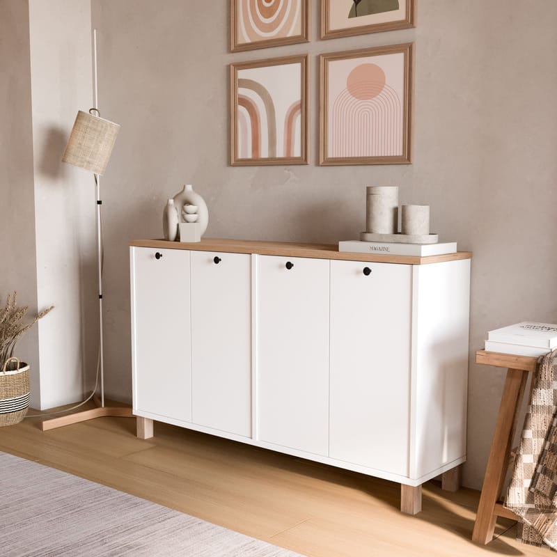 Avero Konsolbord 120x73,6x29,5 cm - Vit och ek - Möbler - Vardagsrum - Soffbord & vardagsrumsbord - Avlastningsbord & konsolbord