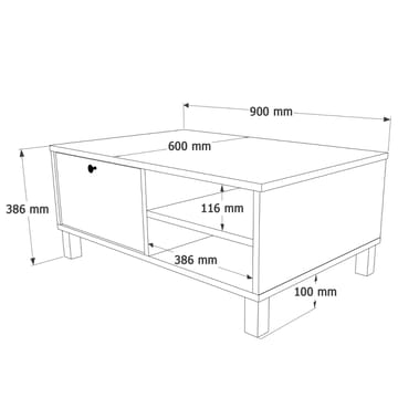 Avero Soffbord 90x38,6x60 cm - Vit och ek - Möbler - Vardagsrum - Soffbord & vardagsrumsbord - Soffbord