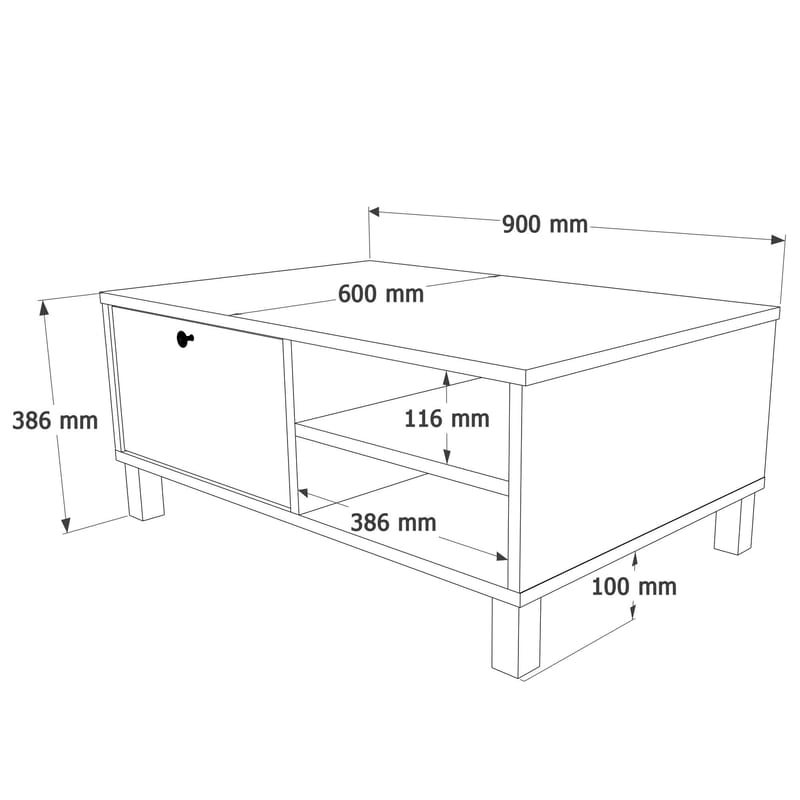 Avero Soffbord 90x38,6x60 cm - Vit och ek - Möbler - Vardagsrum - Soffbord & vardagsrumsbord - Soffbord