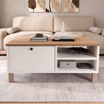 Avero Soffbord 90x38,6x60 cm - Vit och ek - Möbler - Vardagsrum - Soffbord & vardagsrumsbord - Soffbord