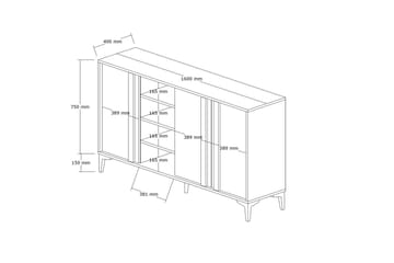 Dora Konsollbord 160 cm - Antracit - Förvaring - Förvaringsmöbler - Skänkar & sideboards