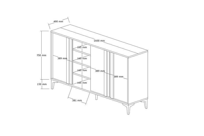 Dora Konsollbord 160 cm - Antracit - Förvaring - Förvaringsmöbler - Skänkar & sideboards
