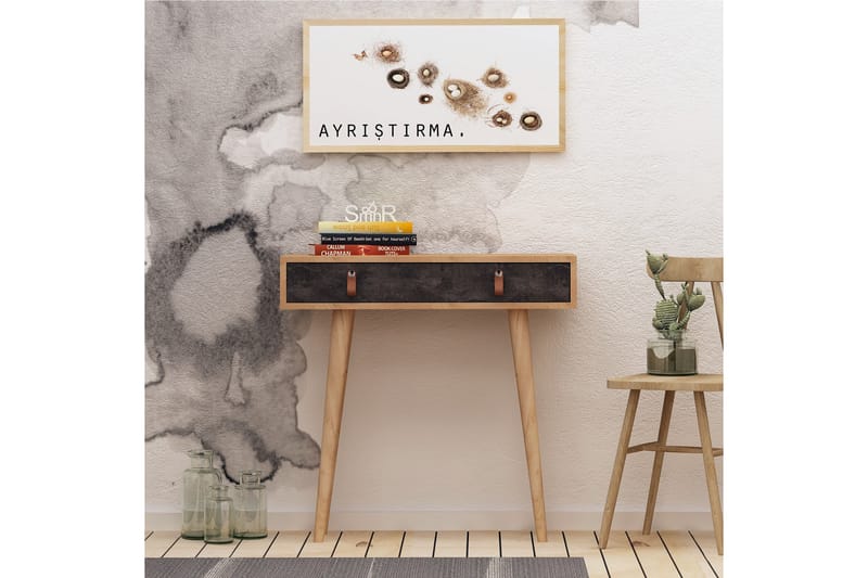 ELLINA Avlastningsbord Läderbeslag Grå/Trä - Grå/Trä - Möbler - Vardagsrum - Soffbord & vardagsrumsbord - Avlastningsbord & konsolbord