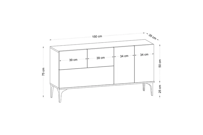 Glise Konsollbord 150 cm - Svart/Vit - Förvaring - Förvaringsmöbler - Skänkar & sideboards