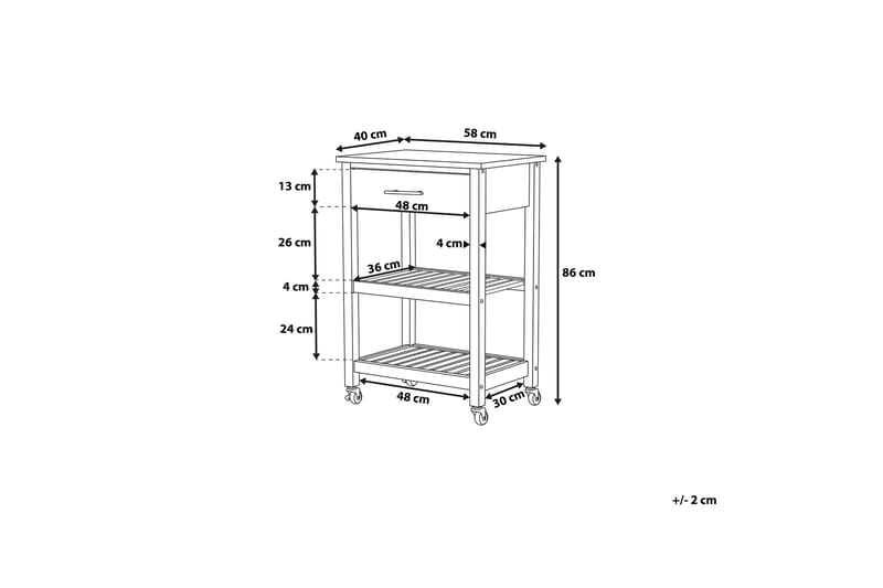 Hiuma Serveringsbord 58 cm - Vit - Möbler - Matplats - Rullbord & köksvagn