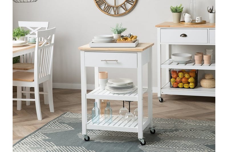 Hiuma Serveringsbord 58 cm - Vit - Möbler - Matplats - Rullbord & köksvagn