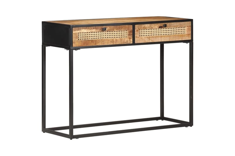 Konsolbord 100x35x75 cm grovt mangoträ och naturlig rotting - Brun - Möbler - Vardagsrum - Soffbord & vardagsrumsbord - Avlastningsbord & konsolbord