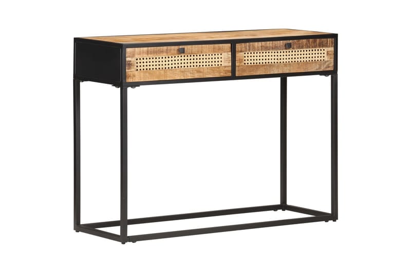 Konsolbord 100x35x75 cm grovt mangoträ och naturlig rotting - Brun - Möbler - Vardagsrum - Soffbord & vardagsrumsbord - Avlastningsbord & konsolbord