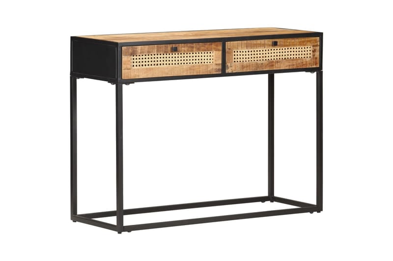 Konsolbord 100x35x75 cm grovt mangoträ och naturlig rotting - Brun - Möbler - Vardagsrum - Soffbord & vardagsrumsbord - Avlastningsbord & konsolbord