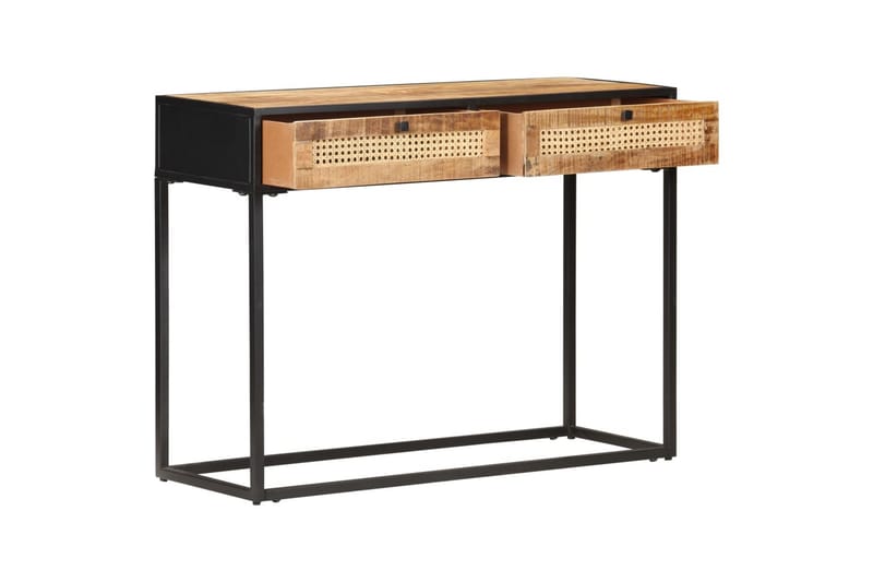 Konsolbord 100x35x75 cm grovt mangoträ och naturlig rotting - Brun - Möbler - Vardagsrum - Soffbord & vardagsrumsbord - Avlastningsbord & konsolbord