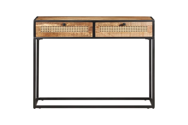 Konsolbord 100x35x75 cm grovt mangoträ och naturlig rotting - Brun - Möbler - Vardagsrum - Soffbord & vardagsrumsbord - Avlastningsbord & konsolbord