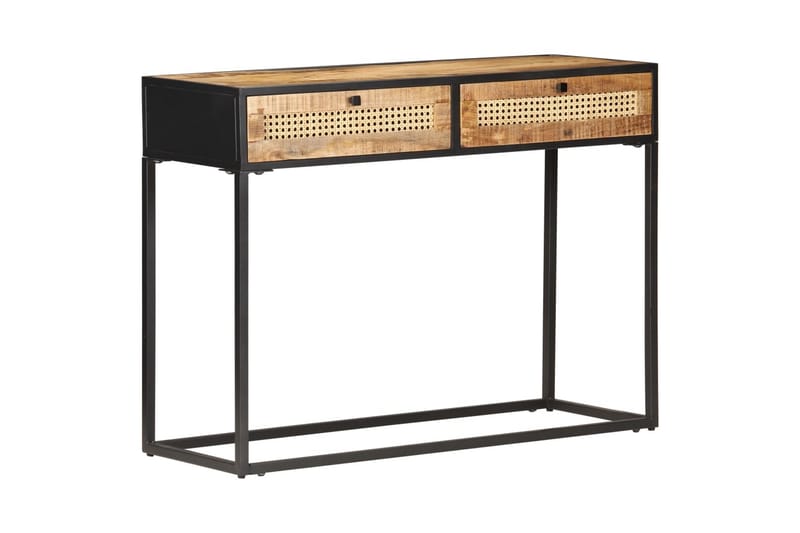 Konsolbord 100x35x75 cm grovt mangoträ och naturlig rotting - Brun - Möbler - Vardagsrum - Soffbord & vardagsrumsbord - Avlastningsbord & konsolbord
