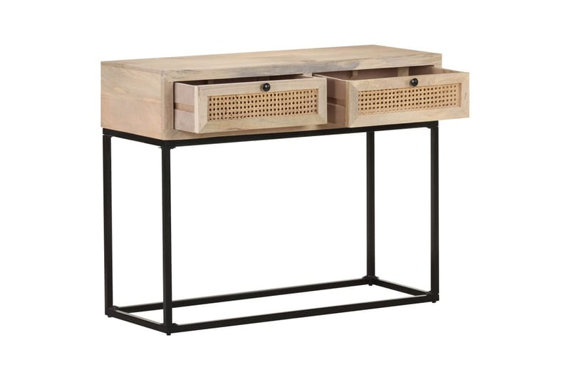 Konsolbord 100x35x76 cm massivt mangoträ och naturlig rottin - Möbler - Vardagsrum - Soffbord & vardagsrumsbord - Avlastningsbord & konsolbord