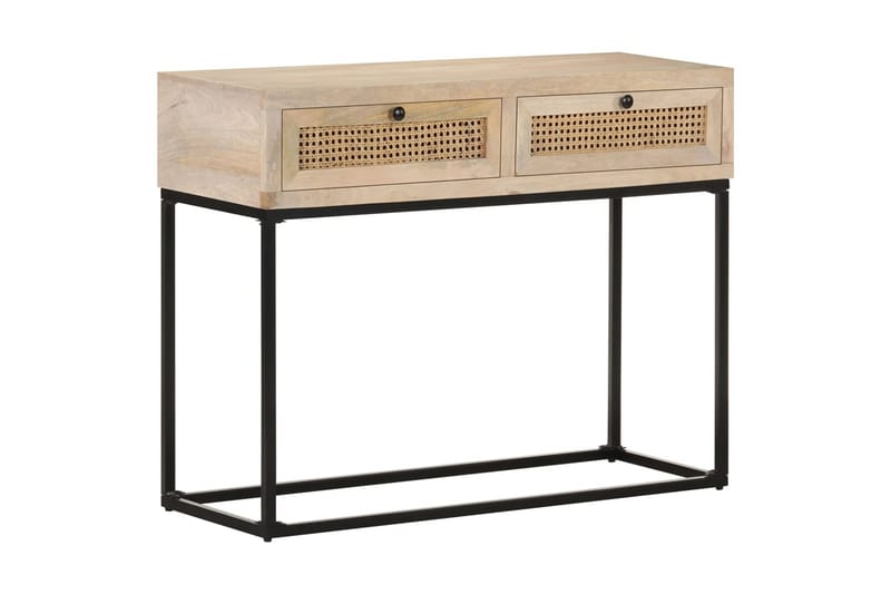 Konsolbord 100x35x76 cm massivt mangoträ och naturlig rottin - Möbler - Vardagsrum - Soffbord & vardagsrumsbord - Avlastningsbord & konsolbord