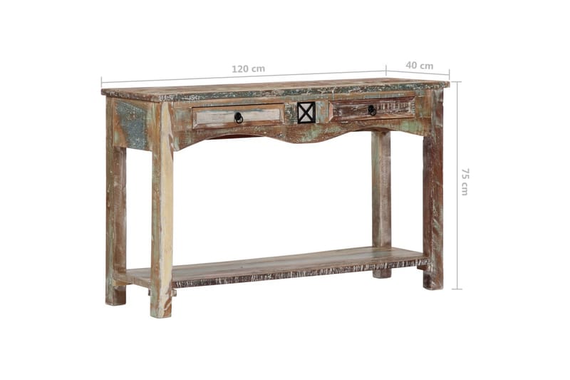 Konsolbord 120x40x75 cm massivt återvunnet trä - Flerfärgad - Hallbord - Bord - Avlastningsbord & konsolbord