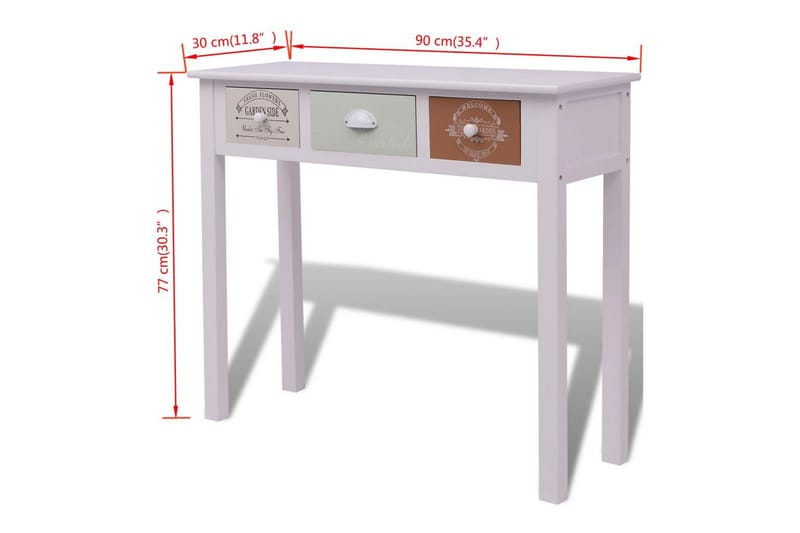 Konsolbord i fransk stil trä - Vit - Hallbord - Bord - Avlastningsbord & konsolbord