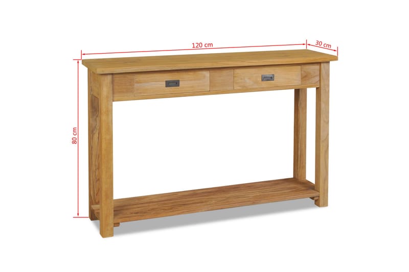 Konsolbord i massiv teak 120x30x80 cm - Brun - Hallbord - Bord - Avlastningsbord & konsolbord