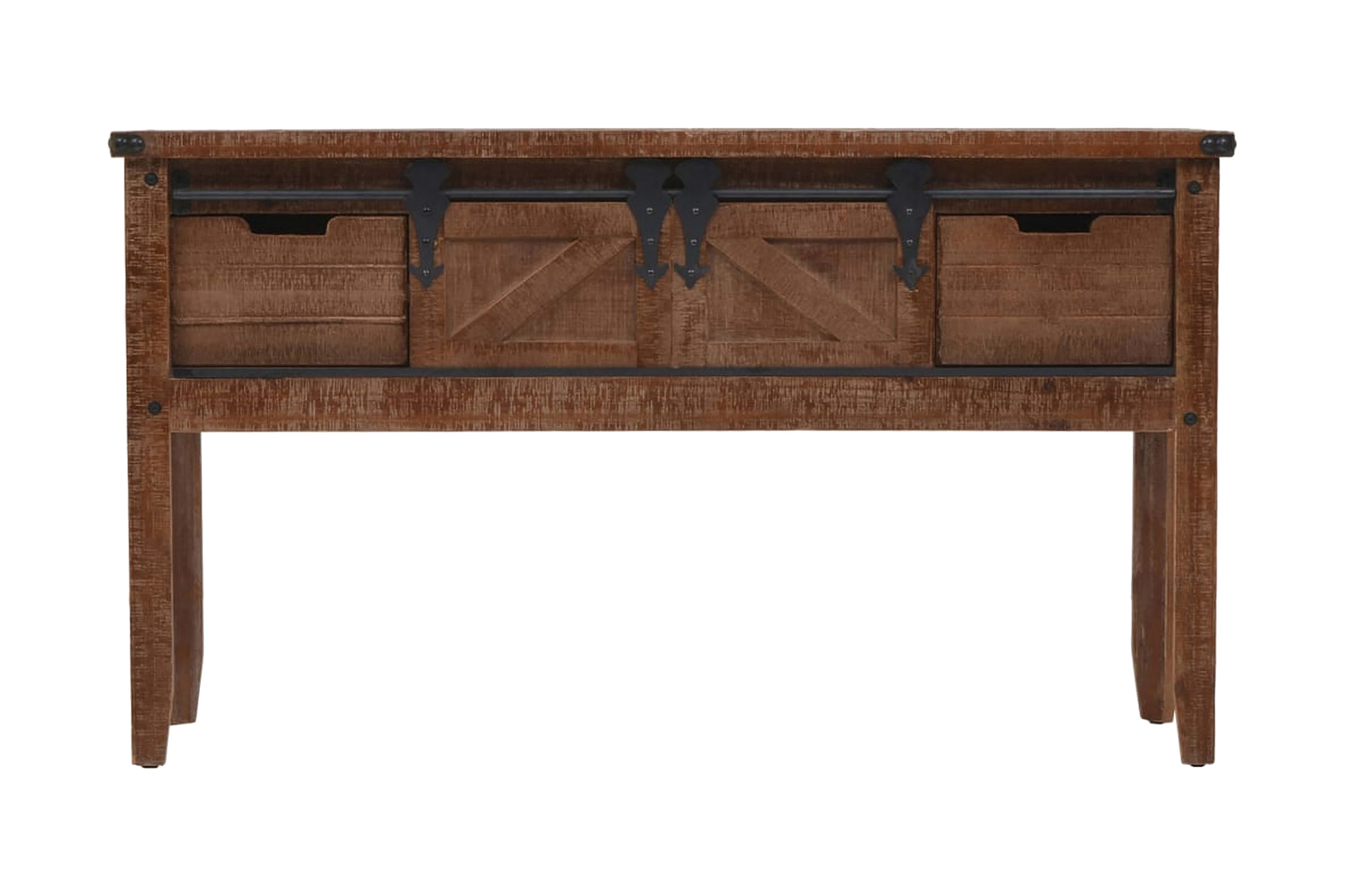 Konsolbord massivt granträ 131×35,5×75 cm brun – Brun