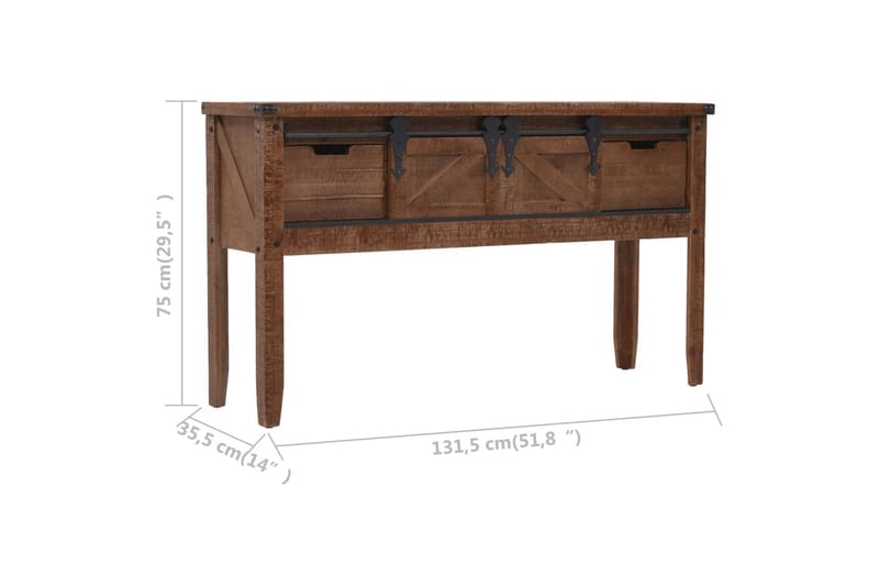 Konsolbord massivt granträ 131x35,5x75 cm brun - Brun - Hallbord - Bord - Avlastningsbord & konsolbord