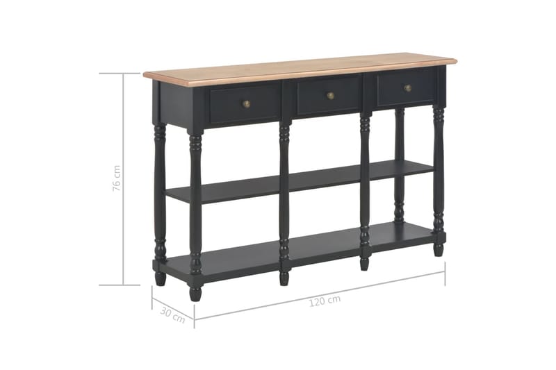 Konsolbord svart 120x30x76 cm MDF - Svart - Möbler - Vardagsrum - Soffbord & vardagsrumsbord - Avlastningsbord & konsolbord