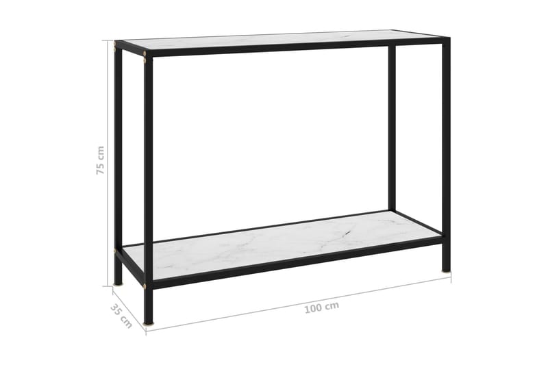 Konsolbord vit 100x35x75 cm härdat glas - Vit - Hallbord - Bord - Avlastningsbord & konsolbord