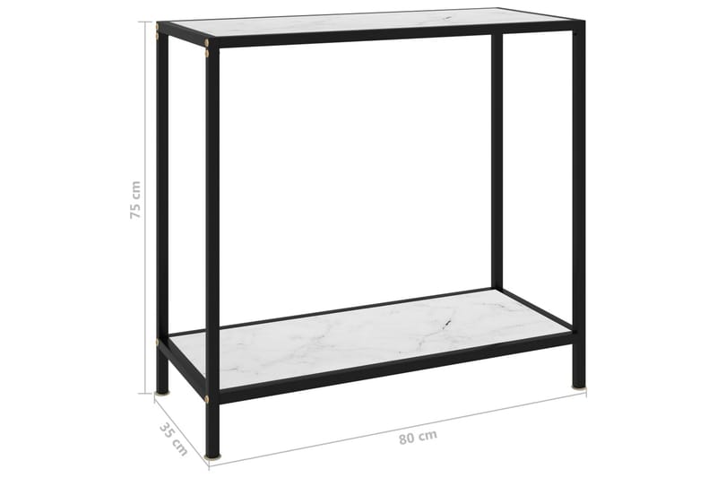 Konsolbord vit 80x35x75 cm härdat glas - Vit - Hallbord - Bord - Avlastningsbord & konsolbord